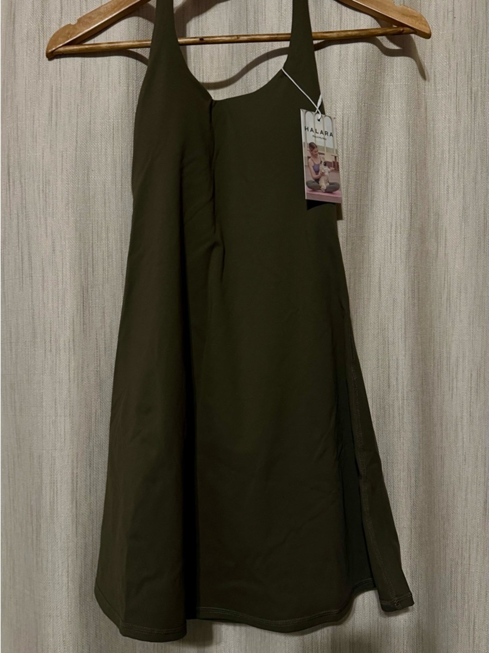 HALARA Olive A-Line Skirt with Subtle Side Slit